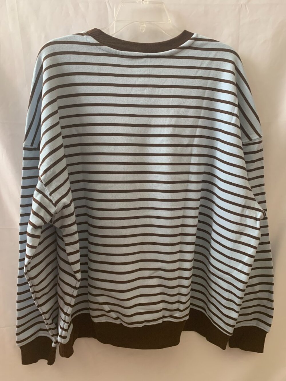 PEANUTS Snoopy Athletics Striped Crew Neck Sweater in Blue/Brown Sz LARGE - Picture 3 of 3